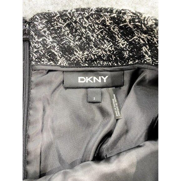 DKNY Tweed Pencil‎ Skirt 2 XS Black White Plaid - Picture 5 of 10